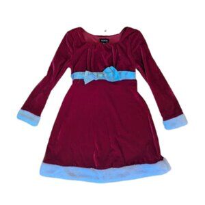 Red Holiday Christmas Velour Dress Girl Size 8